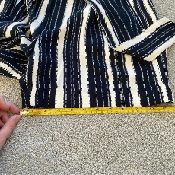 NWT H&M High Waist Navy Striped Wide  Leg Shorts Tie Belt Waist - Picture 16 of 16